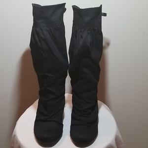 ALDO Kemble Slouch Black 4" Wedge Boots Size 8